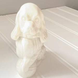 Frasco de perfume vintage Avon Cocker Spaniel • Figura de cristal de leche de los años 70