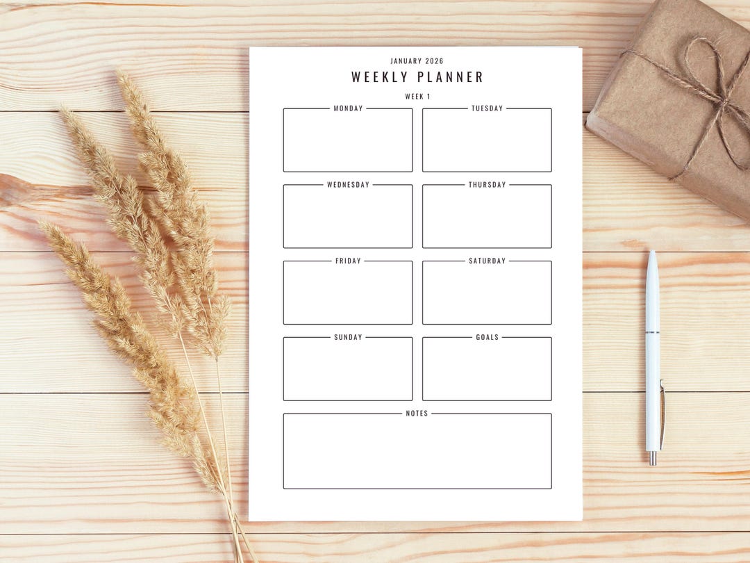 Minimalist Weekly Planner Printable | Undated Productivity Schedule ...