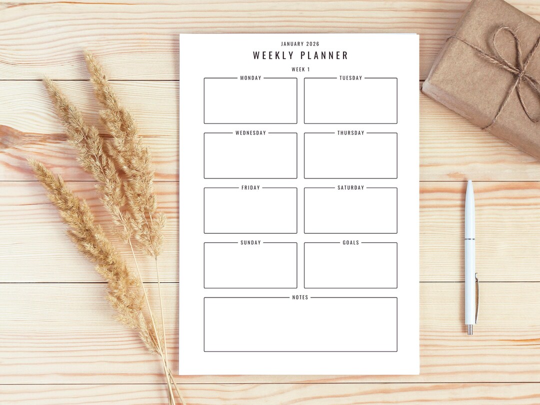 Business Weekly Planner Printable | Undated Minimalist Work Schedule ...