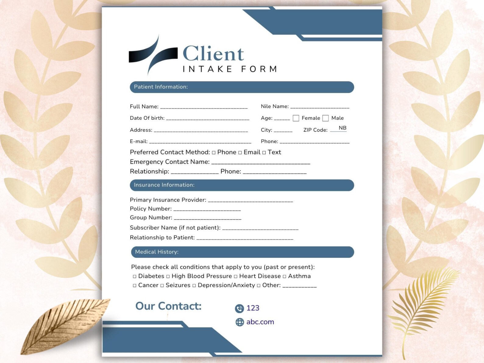 Editable Client Intake Form (printable + Digital) – Business Onboarding ...