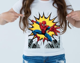 Spider Super Hero T-Shirt Design | Comic Book Action Hero TShirt PNG Design | Digital Download Sublimation Design