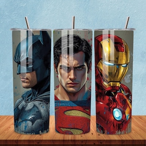 Comic Superheros Tumbler PNG | 20oz Skinny Tumbler Design | Comic Superheros Character Digital Wrap | Digital Download Sublimation PNG