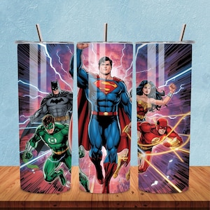 Comic Superhero Tumbler Wrap PNG | 20oz Skinny Tumbler Design  | Comic Superhero Characters Digital Wrap | Digital Download Sublimation PNG