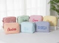 Personalized Seersucker Makeup Bag | Embroidered Cosmetic Pouch product logo