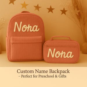 Personalized Kids Backpack & Lunch Bag Set – Custom School Bag Gift for Boys and Girls, Handmade Back to School Kit