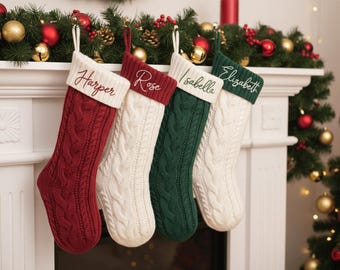 Personalized Embroidered Knit Christmas Stocking | Custom Family Stockings
