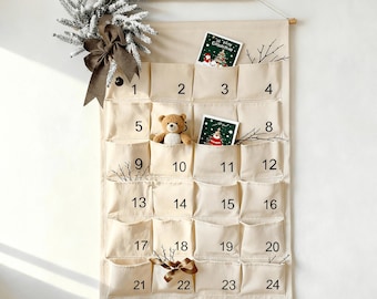 Calendario de Adviento de Tela Personalizado / Cuenta atrás navideña colgante
