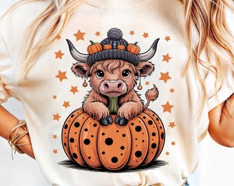 Halloween Cow PNG, Pumpkin Clipart, Fall Farm Animal (Digital Download)