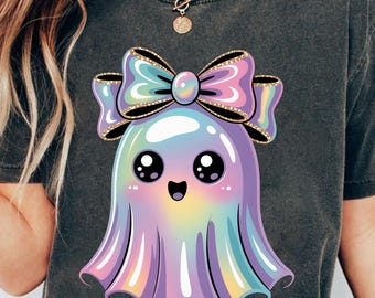 Kawaii-spook PNG: pastel-spook-clipart met strik