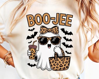Leopard Print Boujee Ghost PNG: Halloween Sublimation Design (Digital Download)