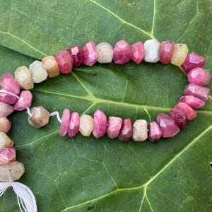 Ruby Nugget Beads, Natural Faceted 196 Ct. Pink And White Strand