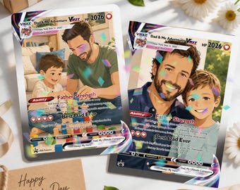 Personligt kort i Pokémon-stil, fars dag-present till pappa, anpassat animekort för pappa och barn, present till pappa, presentkort i akryl