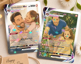 Personligt kort i Pokémon-stil, fars dag-present till pappa, anpassat animekort för pappa och barn, present till pappa, presentkort i akryl