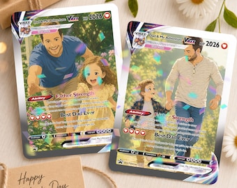 Personligt kort i Pokémon-stil, fars dag-present till pappa, anpassat animekort för pappa och barn, present till pappa, presentkort i akryl