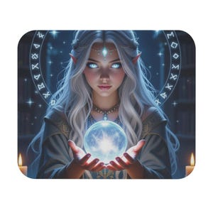 Mystical Elven Fairy Mouse Pad, Fantasy Desk Accessory for Gamers, Witchy Gift, Celestial Decor, Office Aesthetic