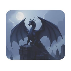 Mysterious Dragon Mouse Pad - Fantasy Office Decor, Gaming Accessory, Gift for Gamers, Dragon Lover, Unique Mouse Mat