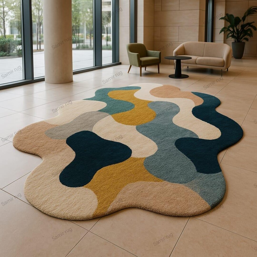Arc Rug Mid Century Modern Retro Rug – Geometric Arc Area Rug | Plush Thick ...