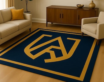 Custom Monogram Rug | Hand-Tufted Navy & Gold Carpet