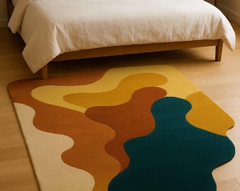 Abstract Organic Shape Area Rug | Modern Hand Tufted Rug for Bedroom & Living Room