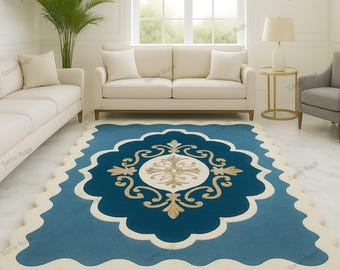 Hand-Tufted Artistic Pattern Rug for Elegant Living Rooms, Featuring Luxurious Soft Texture,