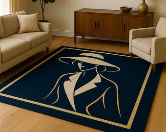 Modern Lady Line Art Rug | Hand Tufted Minimalist Carpet
