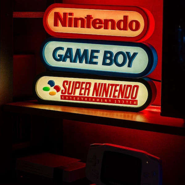 Lampa LED inspirowana uniwersum Nintendo – podświetlany znak retro gamingowy