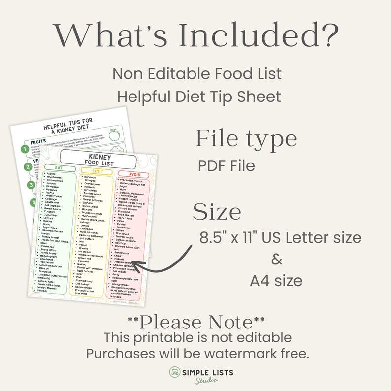 Kidney Food List Printable, Renal Diet Chart Eat Limit Avoid, Renal Nutrition Guide, Low Sodium Low Potassium, Kidney Friendly Grocery List image 6