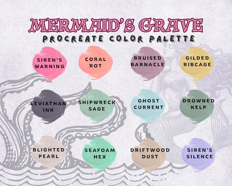 Mermaid's Grave Procreate Color Palette: 12 Magical Boho Colors ...