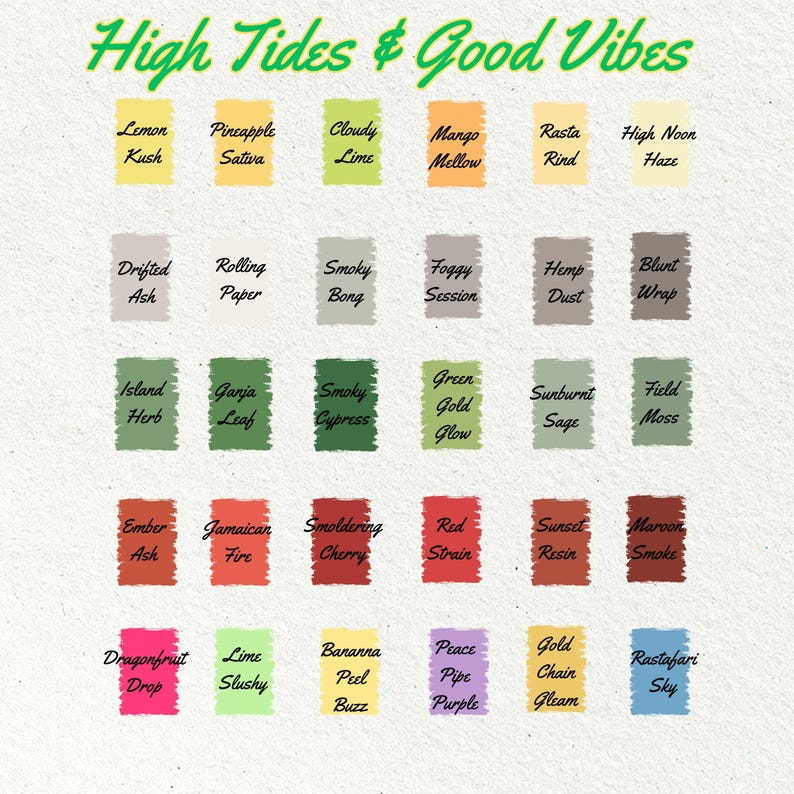 High Tides & Good Vibes Procreate Palette | 30 Tropical Island Colors ...