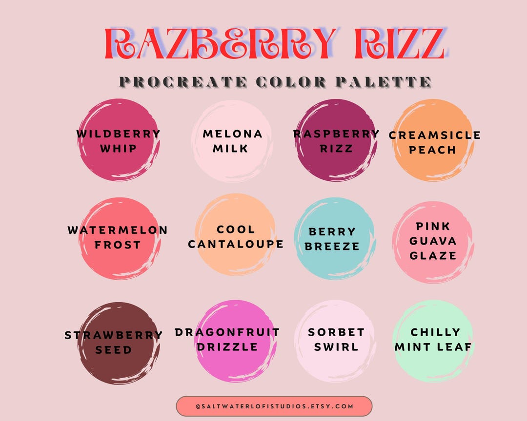 Summer Rizz Procreate Color Palette: Razberry Rizz Summer Sorbet Colors (digital ...