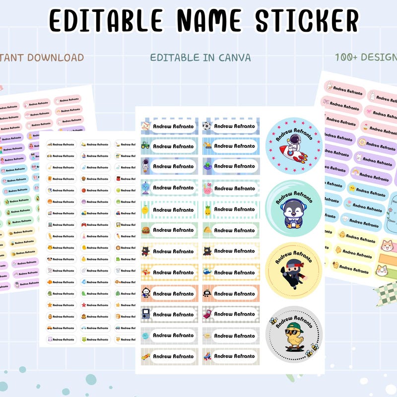 Custom Pastel Name Stickers - Etsy
