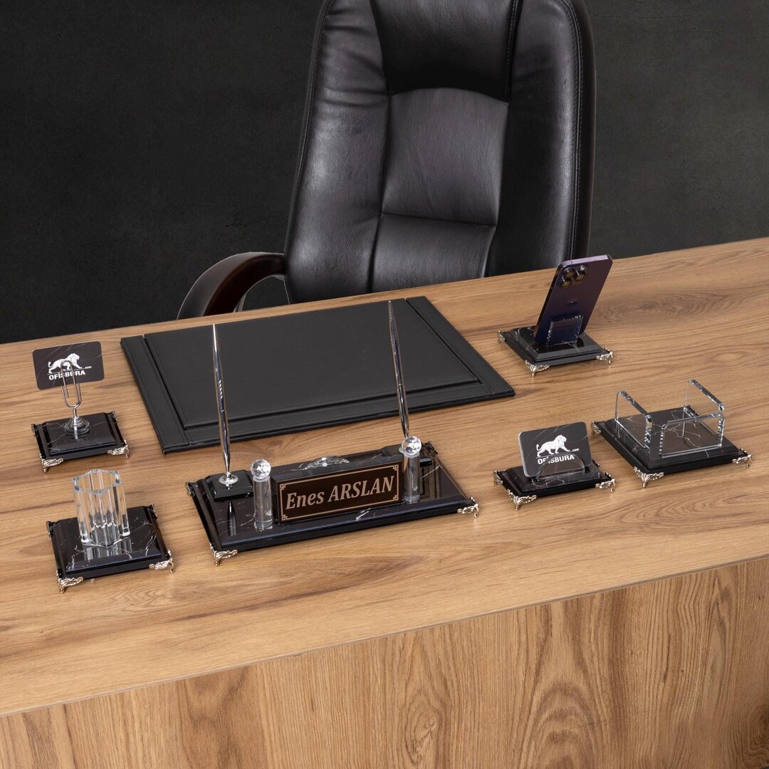 Zebra: Personalized Crystal Desk Set | Modern Executive Office ...