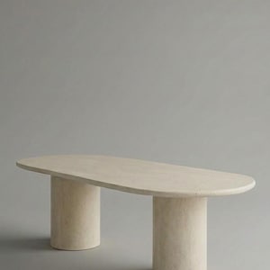 Table à manger en microciment - Pieds cylindriques lisses