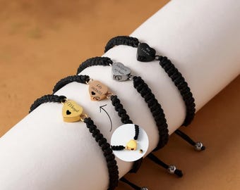 Bransoletka z czarnego, skórzanego serca z jesionu, pamiątka z urny kremacyjnej, spersonalizowana pamiątka dla zwierząt, upamiętnienie kotów i psów