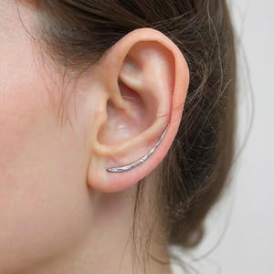 Gold Silver Black Ear Climber Earrings, Ear Crawlers, Ear Sweep Jewelry, Long Ear Climbers, Minimalist Earrings for Women