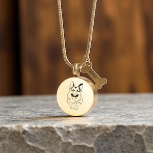 Customizable Memorial Necklace for Ashes, Urn Keepsake, Pet Portrait, Engraved Cremation, Dogs Memorial, Cherished Keepsake