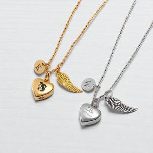 Urn Necklace for Pet Ashes, Pet Portrait Keepsake, Memorial Pendant, Initial Charm, Engraved Cremation Pendant