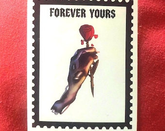 Gothic Zombie Hand Rose Sticker | Forever Yours Horror Stamp Vinyl Decal