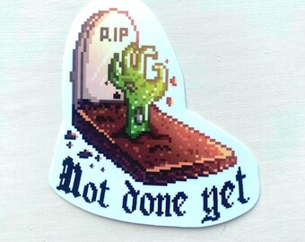 Pixel Zombie Hand Sticker | Retro Horror Gamer Decal