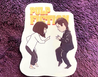 Pulp Fiction Sticker | Mia Wallace & Vincent Vega Twist Scene | Tarantino Movie Vinyl Sticker