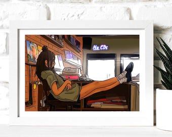 High Fidelity TV Show Fan Art | Record Shop Scene Print | Zoë Kravitz Poster | Tv Show Wall Art