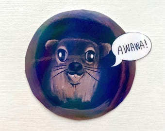 Hyrax Holographic Vinyl Sticker | Cute Animal Art “Awawa” | Water-Resistant Wildlife Decal for Journals, Laptops & Bottles