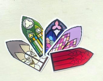 Pixel Art Church Window Sticker Set | Gothic Stained Glass Vinyl Decals | Cathedral Glass Window