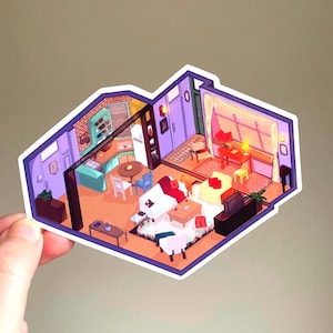 Monica’s Apartment Friends Sticker | Isometric Room Decal | 90s TV Show Sticker | Friends Fan Gift
