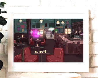 MacLaren’s Pub Pixel Art Print | HIMYM Wall Art | How I Met Your Mother Decor