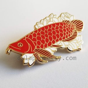 Arowana Fish Enamel Pin 2.25"