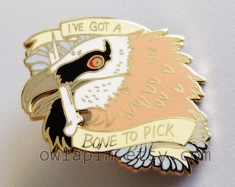 Bearded Vulture "Bone To Pick" Enamel Pin 1.75"