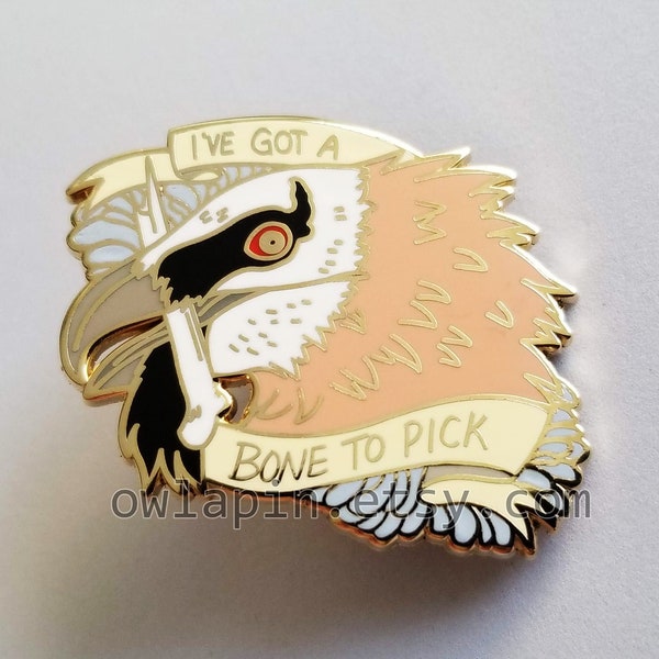 Bearded Vulture "Bone To Pick" Enamel Pin 1.75"