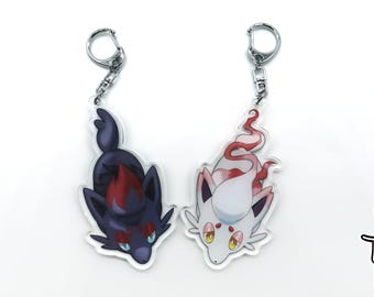 Black and White Fox Keychain - Cute Paws