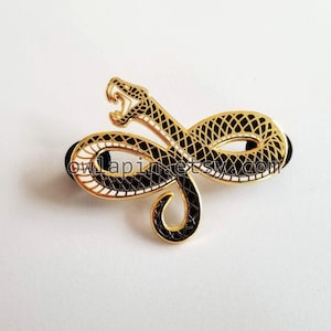 Black Gold Snake Enamel Pin 2"